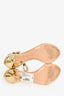 Louis Vuitton Gold Patent Leather/Monogram Chain Ankle Strap Heeled Sandals Size 38