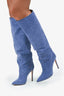 Paris Texas Blue Croc Embossed Suede Knee High Boots Size 38