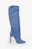 Paris Texas Blue Croc Embossed Suede Knee High Boots Size 38