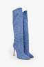Paris Texas Blue Croc Embossed Suede Knee High Boots Size 38