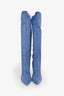 Paris Texas Blue Croc Embossed Suede Knee High Boots Size 38