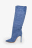 Paris Texas Blue Croc Embossed Suede Knee High Boots Size 38