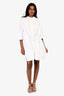 Valentino White Cotton Poplin Mesh/Sequin Embellished Shirt Dress Size 40