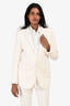 Saint Laurent 2021 Cream Wool/Satin Tuxedo Blazer + Pant Suit Size 36