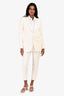 Saint Laurent 2021 Cream Wool/Satin Tuxedo Blazer + Pant Suit Size 36