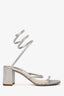 René Caovilla Leather Silver Crystal Embellished Gladiator Sandals Size 35