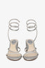 René Caovilla Leather Silver Crystal Embellished Gladiator Sandals Size 35
