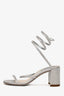 René Caovilla Leather Silver Crystal Embellished Gladiator Sandals Size 35