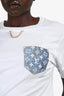 Louis Vuitton White Cotton Monogram Denim Pocket T-Shirt Size L