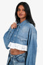 Miu Miu Blue Denim White Ruffled Hem Crop Button Down Size 40