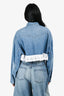 Miu Miu Blue Denim White Ruffled Hem Crop Button Down Size 40