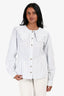 Ganni White/Blue Striped Collared Button-Up Shirt Size 40