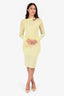 Dries Van Noten Yellow Sheer Long Sleeve Midi Dress Size M