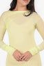 Dries Van Noten Yellow Sheer Long Sleeve Midi Dress Size M