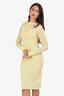 Dries Van Noten Yellow Sheer Long Sleeve Midi Dress Size M