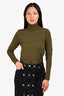 Wolford Olive 'Cotton Velvet' Green Turtleneck Top Size M