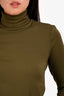 Wolford Olive 'Cotton Velvet' Green Turtleneck Top Size M