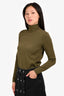 Wolford Olive 'Cotton Velvet' Green Turtleneck Top Size M