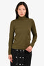 Wolford Olive 'Cotton Velvet' Green Turtleneck Top Size M