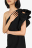 Self- Portrait Black One-Shoulder Ruffle Detail Mini Dress Size 4