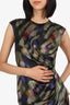 Etro Green/Purple Printed Sleeveless Ruched Shift Dress Size 38