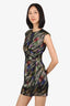 Etro Green/Purple Printed Sleeveless Ruched Shift Dress Size 38