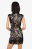 Etro Green/Purple Printed Sleeveless Ruched Shift Dress Size 38
