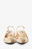 Dolce & Gabbana Cream/Brown Floral Print Sling Back Kitten Heels Size 41