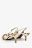 Dolce & Gabbana Cream/Brown Floral Print Sling Back Kitten Heels Size 41