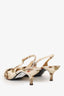 Dolce & Gabbana Cream/Brown Floral Print Sling Back Kitten Heels Size 41