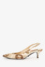 Dolce & Gabbana Cream/Brown Floral Print Sling Back Kitten Heels Size 41
