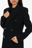 Saint Laurent Black Wool Double Breasted Coat Size 40