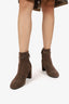 Salvatore Ferragamo Brown Suede Ghila Vala Chain Heeled Ankle Boots Size 10