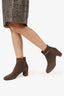 Salvatore Ferragamo Brown Suede Ghila Vala Chain Heeled Ankle Boots Size 10