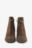 Salvatore Ferragamo Brown Suede Ghila Vala Chain Heeled Ankle Boots Size 10