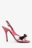 Chloe Pink Python Leather Bow Slingback Sandals Size 37.5