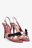 Chloe Pink Python Leather Bow Slingback Sandals Size 37.5