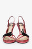 Chloe Pink Python Leather Bow Slingback Sandals Size 37.5