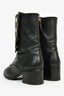 Pre-Loved Chanel™ 2019 Black Leather Gold Logo Lace-Up Biker Heeled Boots Size 36.5C
