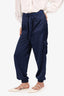 Superdown Navy Satin Cargo Pants Size M