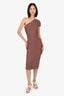 Herve Leger Brown One-shoulder Bandage Bodycon Midi Dress Size XS