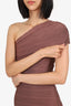 Herve Leger Brown One-shoulder Bandage Bodycon Midi Dress Size XS