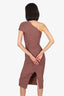 Herve Leger Brown One-shoulder Bandage Bodycon Midi Dress Size XS