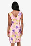 Versace Pink Silk Floral Printed V Neck Dress Size 38