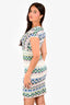 M Missoni White/Blue Knitted Short Sleeves Dress Size 2 US