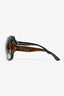 Christian Dior 2000s Brown Oversized Silver Logo Sunglasses