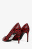 Saint Laurent Red/Black Patent Leather Leopard Print Pointed Toe Heels Size 36