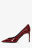 Saint Laurent Red/Black Patent Leather Leopard Print Pointed Toe Heels Size 36