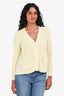 Sacai Luck Yellow/White Ribbed Knit Lace Back Cardigan Size 2