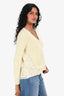 Sacai Luck Yellow/White Ribbed Knit Lace Back Cardigan Size 2